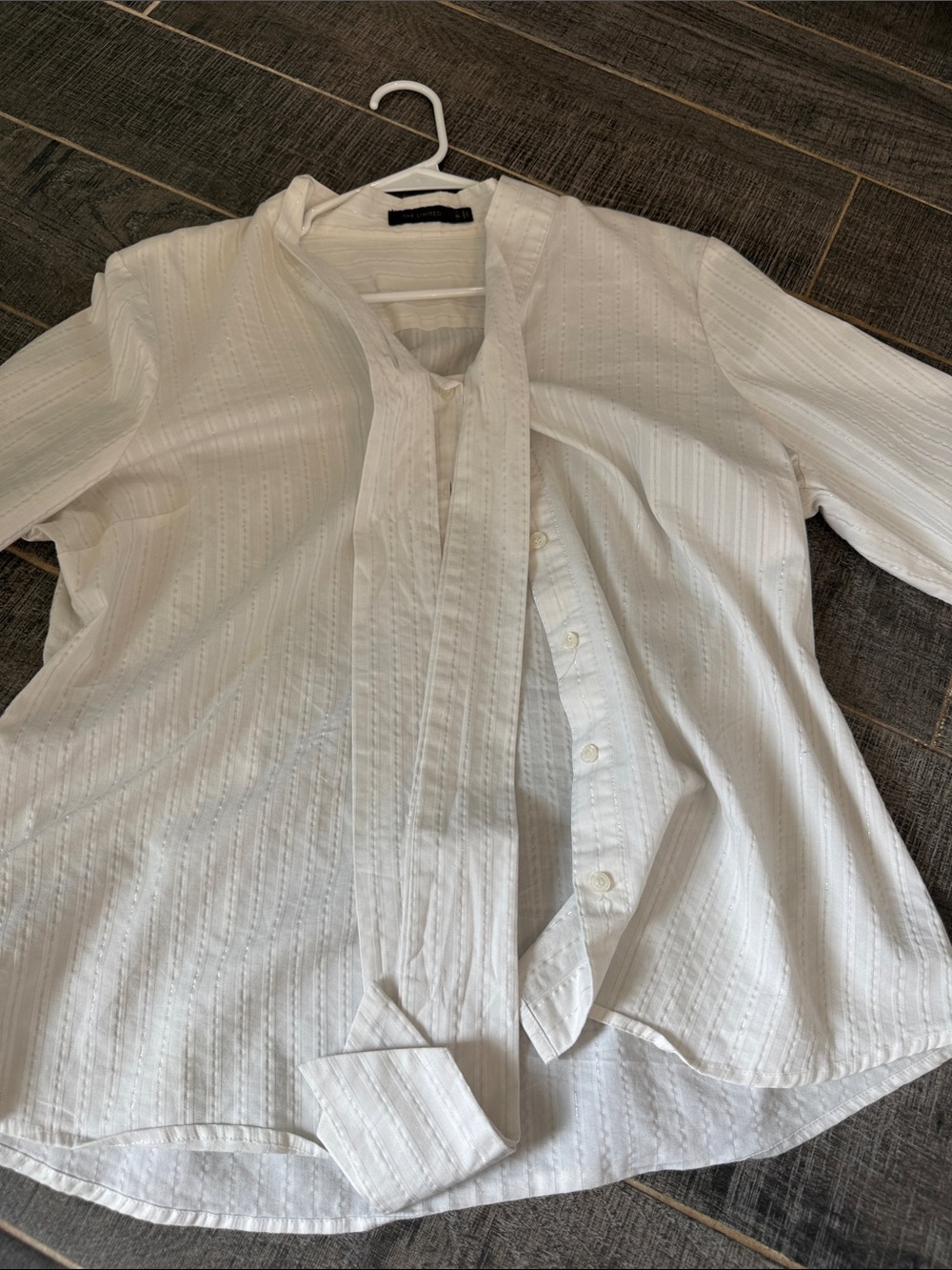 The Limited White Button-Down Shirt with Tie Neck